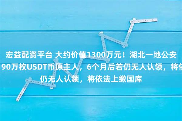 宏益配资平台 大约价值1300万元!湖北一地公安公告:寻找190万枚USDT币原主人,6个月后若仍无人认领,将依法上缴国库